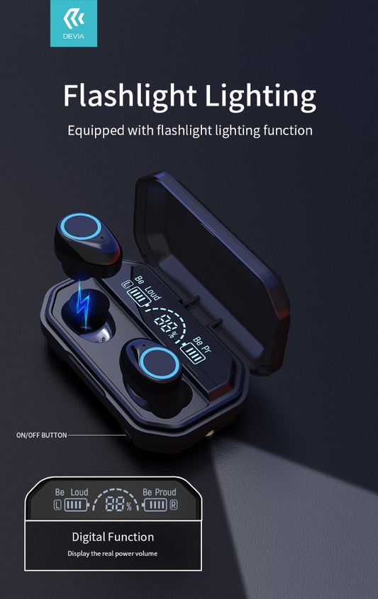 Devia - Auricolari TWS Joy A12 con scatola di ricarica PowerBank