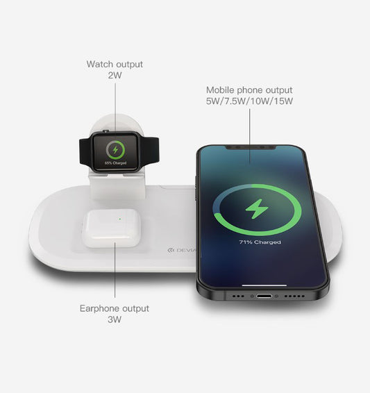 Devia - Caricatore Wireless QI Smartphone Watch e Airpod 15W - DECHGMA552W