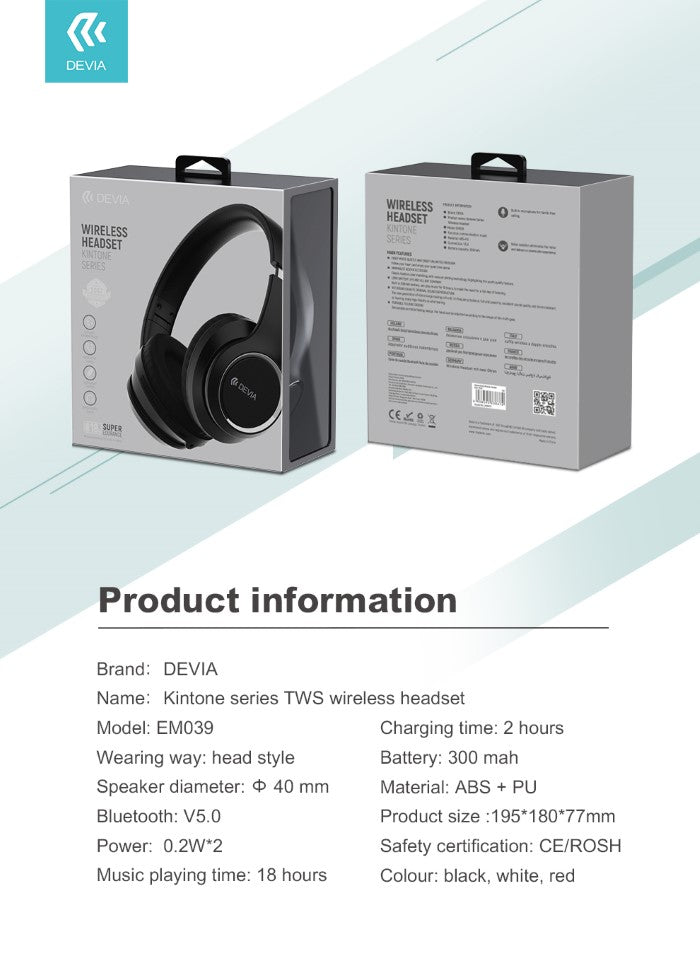 Cuffie Bluetooth 5.0 EM039 TWS Kintone Hi-Fi - DEBTKH670B