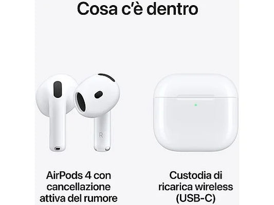 APPLE AirPods 4 con cancellazione attiva del rumore Aperto Solo Per Provare Incluso Appple Care+